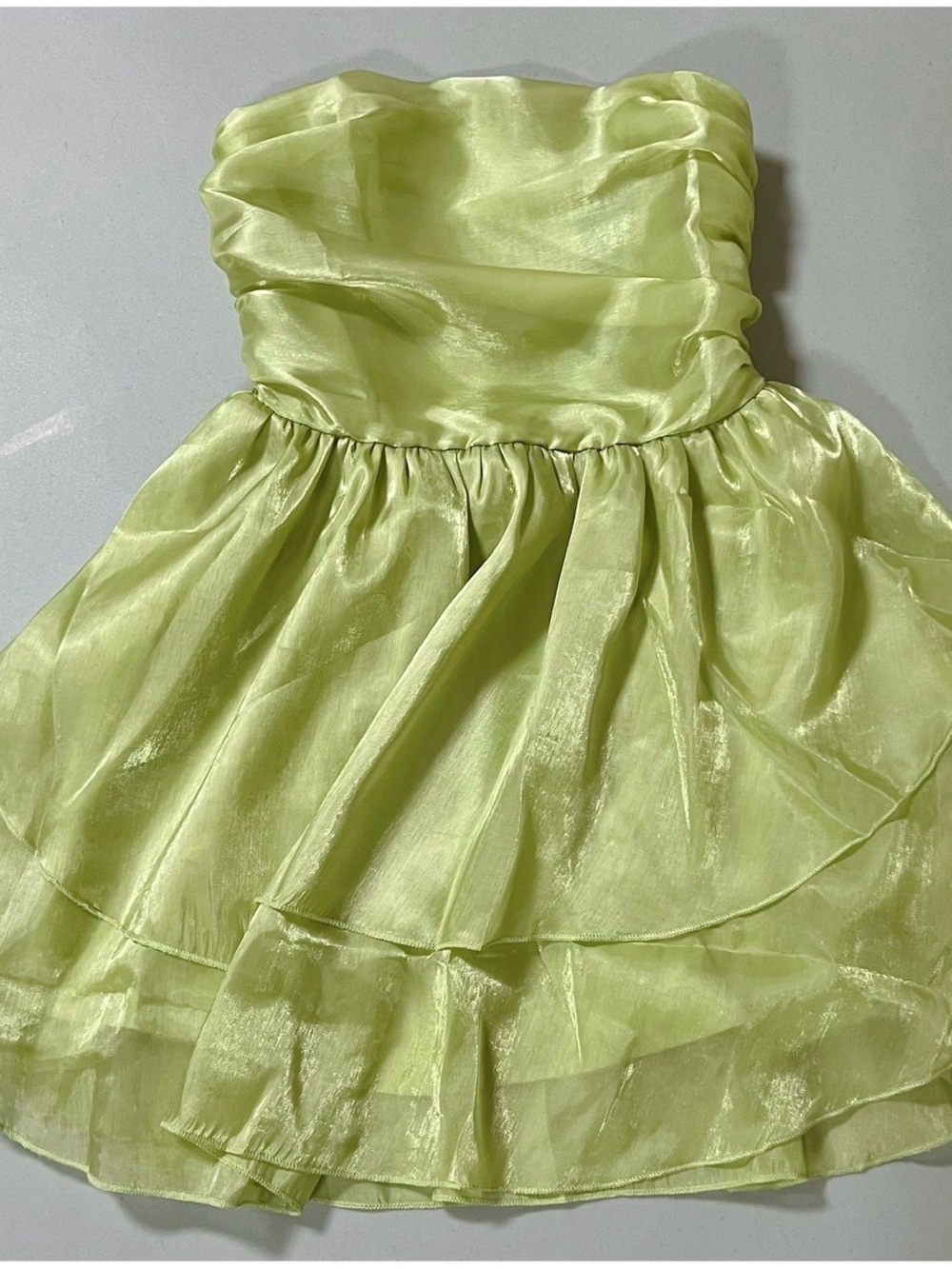 Green Strapless Ruffle Mini Dress Size S ✨ #dress #tinkerbell #fairy #summer